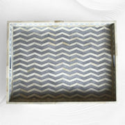 Chevron Bone Inlay Tray Grey
