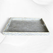 Chevron Bone Inlay Tray Grey