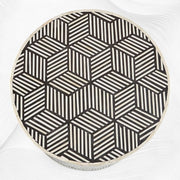 Cube Optical Bone Inlay Round Side Table Black