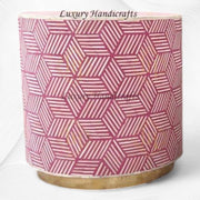 Cube Optical Bone Inlay Round Side Table Wine