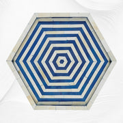 Dark Blue Bone Inlay Tray Hexagon | Blue Bone Inlay Tray