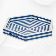 Dark Blue Bone Inlay Tray Hexagon | Blue Bone Inlay Tray