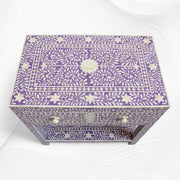 Dark Lavender Bone Inlay 2 Drawer 1 Shelf Bedside