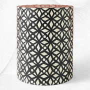 Diamond Bone Inlay Round End Table Black