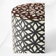 Diamond Bone Inlay Round End Table Black