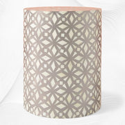 Diamond Bone Inlay Round End Table Mud Grey