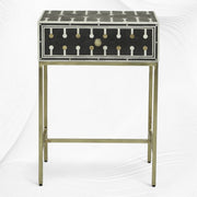 Dot Bone Inlay Nightstand 1 Drawer Black