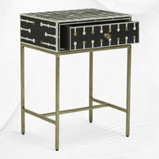 Dot Bone Inlay Nightstand 1 Drawer Black