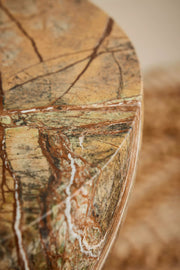 Drum Marble Side Table Brown Rainforest