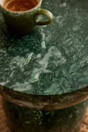 Drum Marble Side Table Green Granite