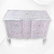 Estelle Mother of Pearl Inlay Curved Dresser Light Pink