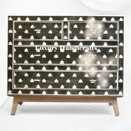Fir Bone Inlay Chest of 4 Drawers Black
