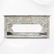 Brielle Reclaimed Wooden Console White Distress Finish