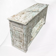 Brielle Reclaimed Wooden Console White Distress Finish