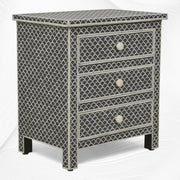 Bone Inlay Fishscale 3 Drawer Bedside Black