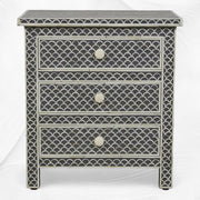 Bone Inlay Fishscale 3 Drawer Bedside Black