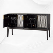 Fishscale Bone Inlay Bar Cabinet Black