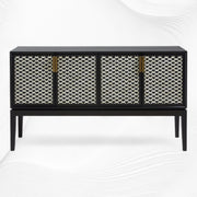 Fishscale Bone Inlay Bar Cabinet Black