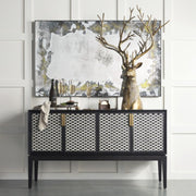 Fishscale Bone Inlay Bar Cabinet Black