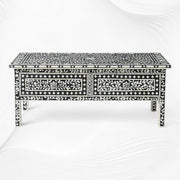 Floral Bone Inlay 2 Drawer Coffee Table Black | Coffee Table With Inlay