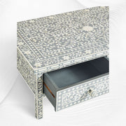 Floral Bone Inlay 2 Drawer Coffee Table Grey | Coffee Table With Inlay