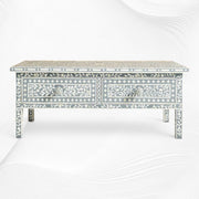 Floral Bone Inlay 2 Drawer Coffee Table Grey | Coffee Table With Inlay