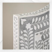 Floral Bone Inlay Bed Grey