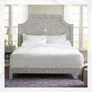 Floral Bone Inlay Bed Grey