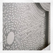 Floral Bone Inlay Bed Grey