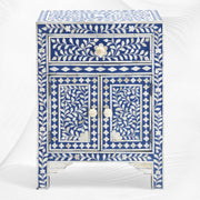 Floral Bone Inlay Bedside Blue