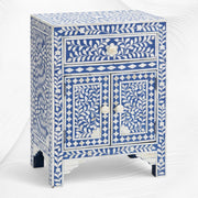 Floral Bone Inlay Bedside Blue