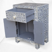 Floral Bone Inlay Bedside Grey