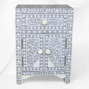 Floral Bone Inlay Bedside Grey