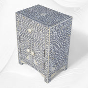 Floral Bone Inlay Bedside Grey