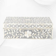 Floral Bone Inlay Box Grey