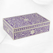 Floral Bone Inlay Box Purple