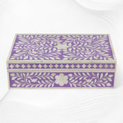 Floral Bone Inlay Box Purple