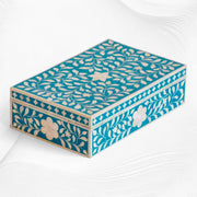 Floral Bone Inlay Box Turquoise