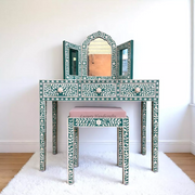 Floral Bone Inlay Vanity Combo Green