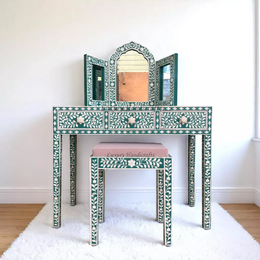 Floral Bone Inlay Vanity Combo Green