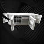 Floral MOP Inlay Bar Cabinet White 3