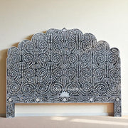 Floral MOP Inlay Headboard Black