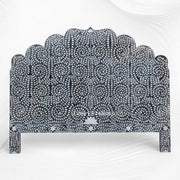 Floral MOP Inlay Headboard Black