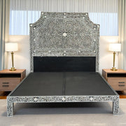 Floral Mother of Pearl Inlay Bed Black
