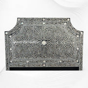 Floral Mother of Pearl Inlay Bed Black
