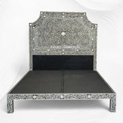 Floral Mother of Pearl Inlay Bed Black