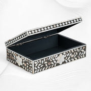Floral Mother Of Pearl Inlay Box Black