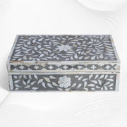 Floral Mother Of Pearl Inlay Box Grey