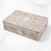 Floral Mother Of Pearl Inlay Box Nude Pink