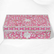 Floral Mother Of Pearl Inlay Box Pink